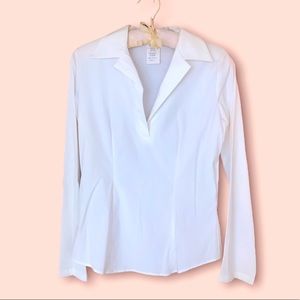 Express White Long Sleeve V-Neck Woman’s Blouse